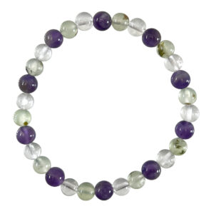 Amethyst, Prehnite & Crystal Quartz Beads Bracelet (6 mm)