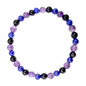 Black Tourmaline, Lapis Lazuli and Amethyst Bracelet