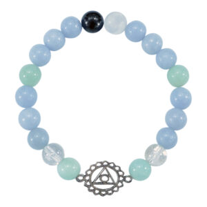 Angelite Bracelet with Throat Chakra Charm