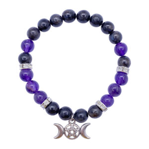 Nuumite & Amethyst Bracelet with Triple Moon Charm