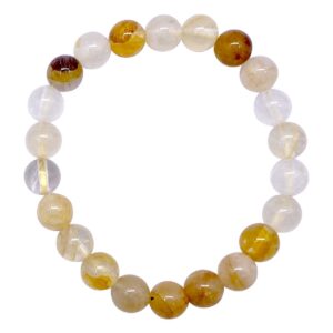 Crystal Quartz Bracelet with Yellow and Red Inclusions (8-8.5 mm Beads)