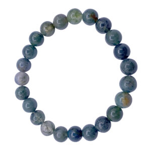 Green Moss Agate Beads Bracelet (8-8.5 mm) 7.15-7.25"