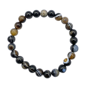 Black Onyx with Stripes Beads Bracelet ( 8 mm Large)