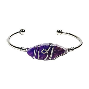 Amethyst Adjustable Brass Silver Plated Bracelet