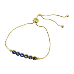 Evil Eye with 6 Eyes Charm Adjustable Bracelet