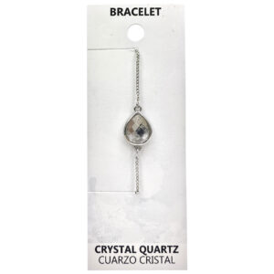 Faceted Crystal Quartz Teardrop Brass Adjustable Bracelet