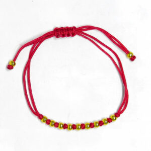 Red Cord with 9 Golden Beads Bracelet