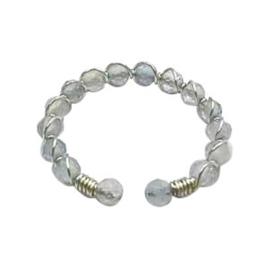 Aquamarine Faceted Stones Adjustable Ring