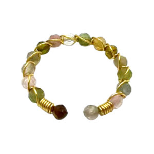 Mixed Tourmaline Faceted Stones Adjustable Ring