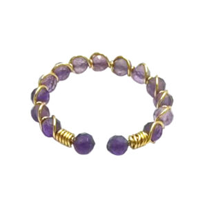 Amethyst Faceted Stones Adjustable Ring
