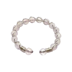 Rose Quartz Faceted Stones Adjustable Ring