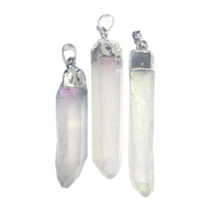 Rough Crystal Quartz Plated Angel Aura Point Pendant with Cap (Pack of 3)