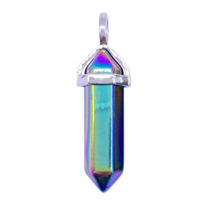 Plated AB Hematite Double Terminated Point Pendant