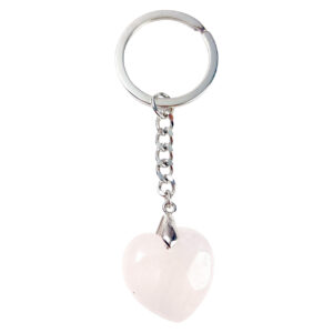 Rose Quartz Puffed Heart Keychain