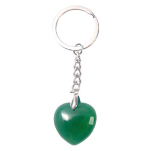 Green Aventurine Puffed Heart Keychain