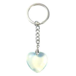 Opalite Puffed Heart Keychain