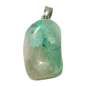 Quartz with Chrysocolla Tumbled Stone Pendant