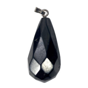 Shungite Faceted Drop Pendant