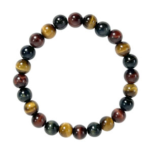 Tricolor Tiger Eye AA 8 mm Beads Elastic Bracelet