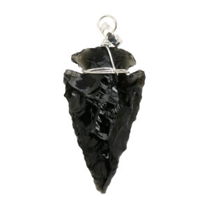 Black Obsidian Arrowhead Wire Wrapped Pendant