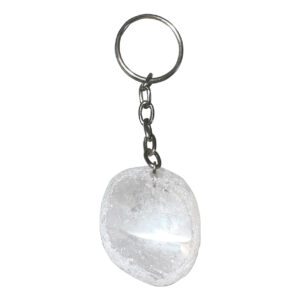 Crystal Quartz Ema Egg Keychain
