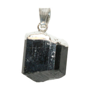 Rough Black Tourmaline Pendant with Cap 1.25-1.75″