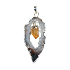 Agate Slice with Citrine Hanging Point 1.75-2.5"