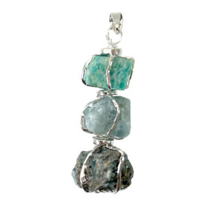 Throat Chakra Tri-Stone Pendant
