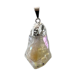 Rough AB Plated Citrine Point Pendant with Cap 1.25-1.75"