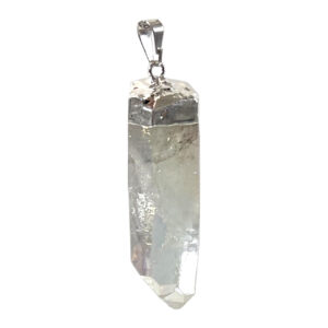 Rough AB Plated Quartz Point Pendant with Cap 1.5-2"