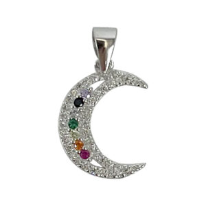 Chakra Moon Sterling Silver Pendant