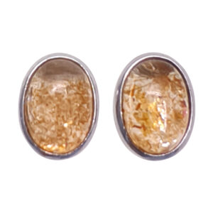 Sunstone Oval Stud Sterling Silver Earrings