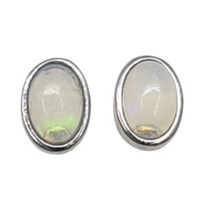 Opal Sterling Silver Oval Stud Earrings