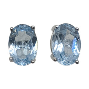 Faceted Blue Topaz Sterling Silver Oval Earrings