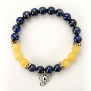 Lapis Lazuli and Honey Jadez with Ganesha Sign Charm Bracelet