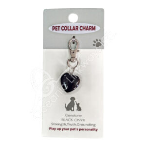 Black Onyx Heart-Shaped Pet Collar Charm