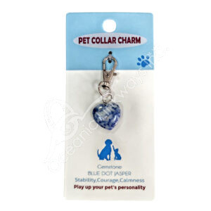 Blue Dot Jasper Heart-Shaped Pet Collar Charm