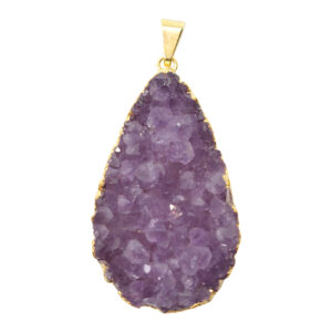 Amethyst A Druse Teardrop Pendant Gold Plated