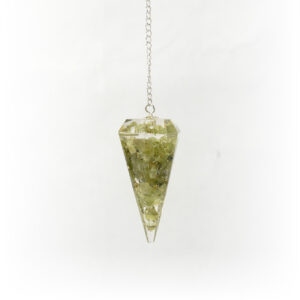 Peridot in Orgone Hexagonal Pendulum with Plain Chain