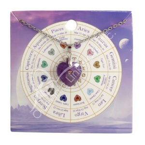 Amethyst Heart-Shaped Necklace with Aries Sign