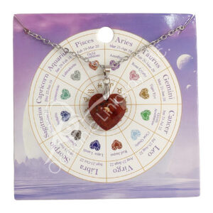 Red Agate Heart-Shaped Necklace with Virgo Sign