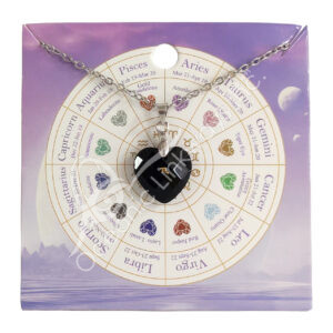 Black Obsidian Heart-Shaped Necklace with Scorpio Sign