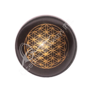 Black Tourmaline with Gold Flower of Life Sphere