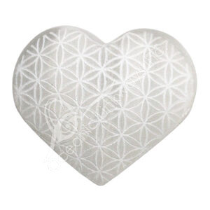 Engraved Flower of Life Selenite Heart