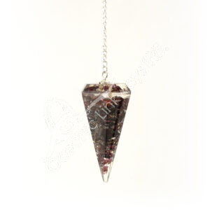 Garnet in Orgone Hexagonal Pendulum with Plain Chain