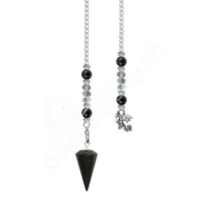 Shungite Hexagonal Pendulum with Beaded Chain and Dragon Charm