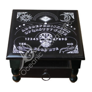 Wood Ouija Board with Drawer Black Altar Table