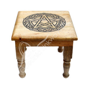 Mango Wood Engraved Pentacle Altar Table