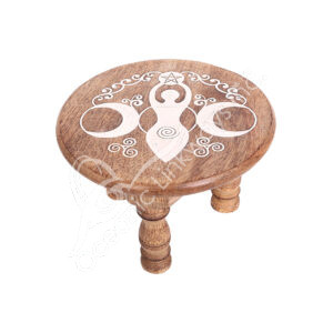 Engraved Moon Goddess Mango Wood Altar Table