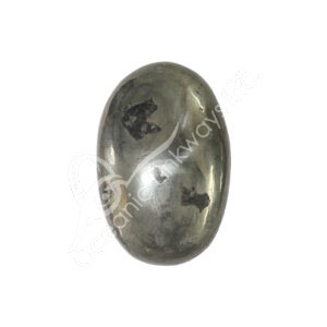 Polished Pyrite with Black Magnetite Palm Stone